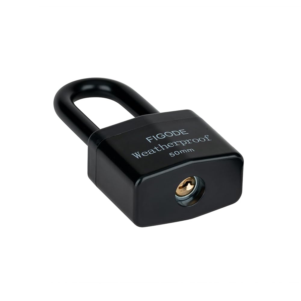 FIGODE® Outdoor Waterproof Padlocks, Covered Heavy Duty Laminated Steel Locks, Large Sturdy Locks, 2.2 in. Wide, 3 Locks Same Key, Long Padlocks