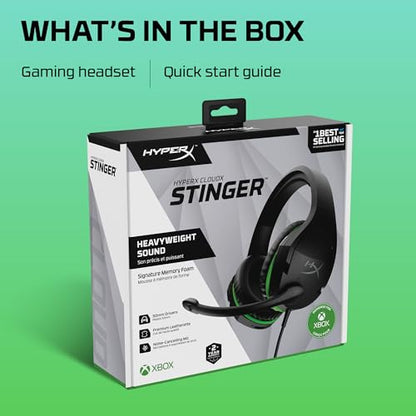 HyperX CloudX Stinger Core - Official Licensed for Xbox, Gaming Headset with In-Line Audio Control, Immersive In-Game , Microphone