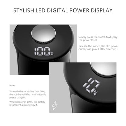 Electric Salt and Pepper Grinder Set with LED Power Display,Larger Capacity Salt and Pepper Shakers Set Rechargeable Electric with Flexible Coarsenes,LED Light,One Hand Operation for Kitchen