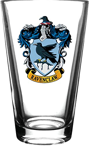 Harry Potter Pint Glass Set - Includes House Crests: Gryffindor, Slytherin, Hufflepuff, & Ravenclaw -16 oz. Capacity - Set of 4 Glasses