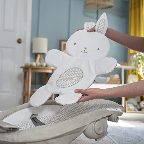 Ingenuity InLighten Baby Bouncer Infant Seat with Light Up -Toy Bar, Vibrations, Tummy Time Pillow & Sounds, 0-6 Months Up to 20 lbs (Twinkle Tails Bunny)