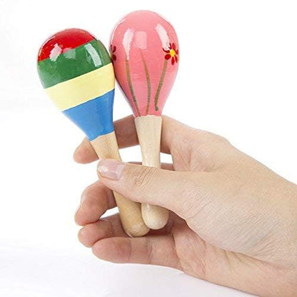 Islmlisa Mini Wooden Maracas Rattles Egg Shaker Kids Musical Party Favor Kid Baby Shaker Sand Hammer Toy (Random Color Pattern)
