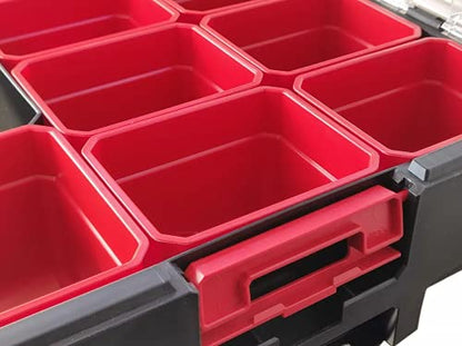 Deep Tray Organizer Box – Heavy-Duty Tool Storage Case with 15 Removable Cups – Hardware, Plumbing, Electrical Connector Container for Garage, Jobsite, or Workshop