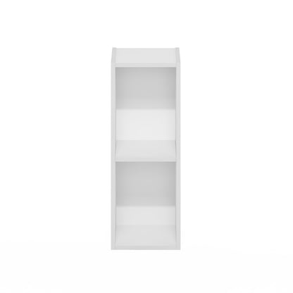 Furinno Fulda 2-Tier Space Saving Storage Shelf Bookcase, 8-Inch Width, White