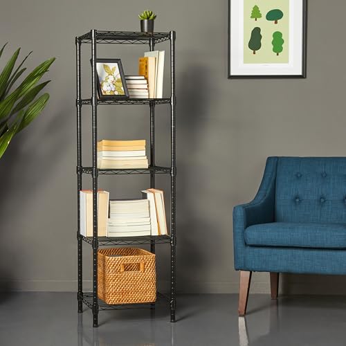 Amazon Basics 3-Shelf Adjustable Heavy Duty Steel Wire Rack Storage Shelving Organizer for Kitchen, Garage, 23.2" L x 13.4" W x 30" H, Black