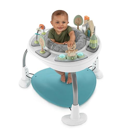 Ingenuity Spring & Sprout 2-in-1 Baby Activity Center Jumper and Table with Infant Toys - Ages 6 Months +, First Forest