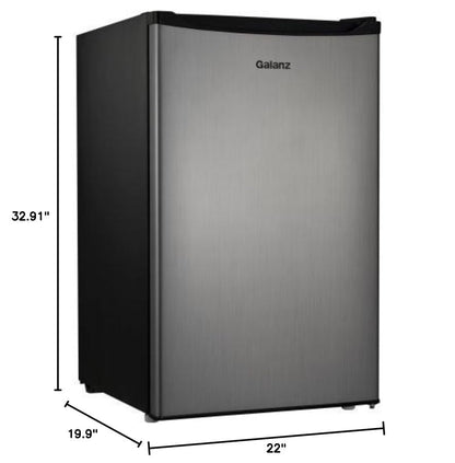 Galanz 4.3 cu ft Compact Single-Door Refrigerator, (Stainless Steel)
