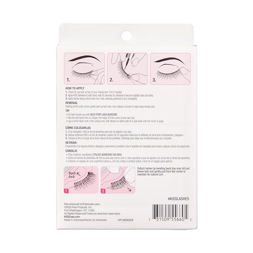 KISS So Wispy, False Eyelashes, 'Style #11', 12 mm, Includes 5 Pairs Of Lashes, Contact Lens Friendly, Easy to Apply, Reusable Strip Lashes, Glue On, Mulitpack