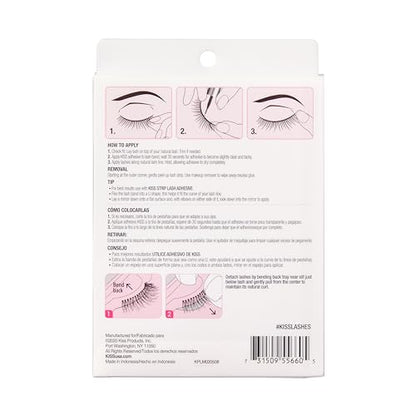 KISS So Wispy, False Eyelashes, 'Style #11', 12 mm, Includes 5 Pairs Of Lashes, Contact Lens Friendly, Easy to Apply, Reusable Strip Lashes, Glue On, Mulitpack