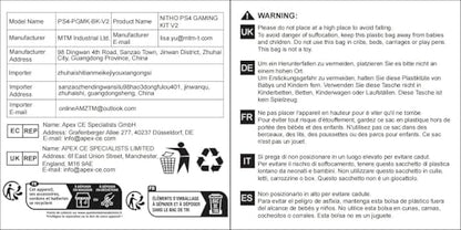 Controller Silicone Case Grip Set for PS4 - Rubber Protector Handle with 2X Joystick Thumb Caps and 2X Analog Precision Rings - Compatible with PS4/Slim/Pro - Blue Stripe