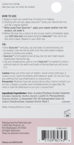 KISS Lash GLUEliner, 2-in-1 Felt-Tip Eyelash Adhesive and Eyeliner, Matte Finish, Foolproof Application, Easy Touch-Up, 0.03 Fl Oz.- Black, Packaging May Vary