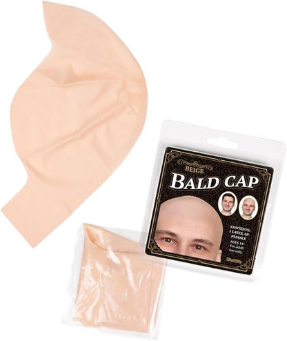 Kangaroo Latex Bald Cap for Adults - Beige Realistic Head Skin Bald Cap Wig for Men and Women - Halloween Costume Makeup Accessory for Theater, Cosplay and Dressup Apparel