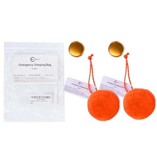 Esky Emergency Sleeping Bag, 2 Pack Survival Bag Portable Thermal Bivy Sack, Waterproof Lightweight Emergency Blanket Survival Gear with Compass for Camping Hiking Outdoor Adventure