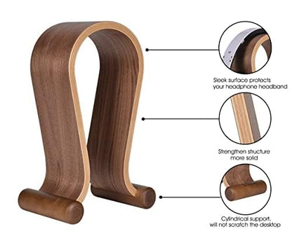 SAMDI Wood Headphone Stand, Headphones Hanger Holder Mount Omega Compatible for Sony, Bose, Shure, Jabra, JBL, AKG Gaming Headphones Display et. (Walnut)
