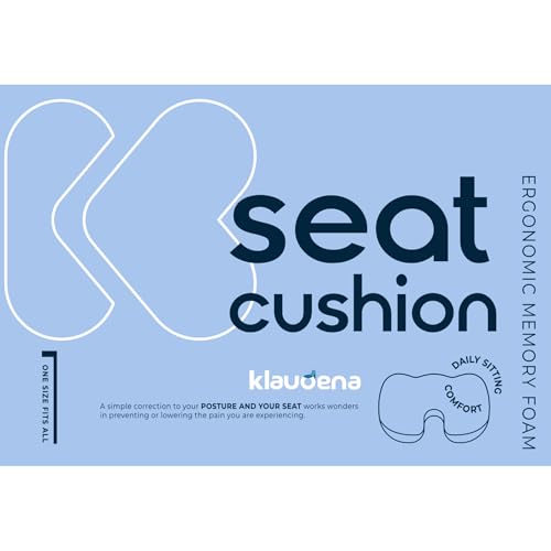 Klaudena | Office Chair Cushion for Tailbone Pain & Pressure Relief | Seat Cushion for Long Sitting Hours | Coccyx Lower Back Support | Memory Foam Cushions for Hip & Sciatica | Ergonomic Butt Pillow