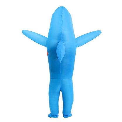 KMiKE Inflatable Shark Costume for Kids Funny Halloween Costumes Fantasy Cosplay Blow up Costume (Blue, Kid)