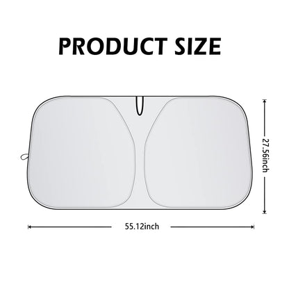Front Windshield Shade - Portable, Folding, UV & Heat Resistant Sun Blocker - Keeps Car Cool, Universal Fit for Car, Truck, SUV (M: 55.12 x 27.56 Inch)