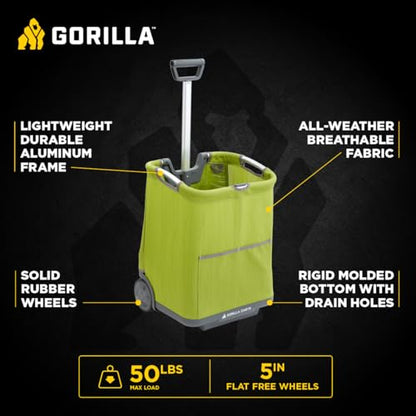 Gorilla Carts GCSS-11G-COM Collapsible Soft-Sided Folding Garden Cart, 150-Pound Capacity, Green