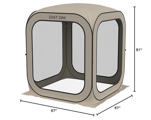 EAST OAK Screen House Tent Pop-Up, Portable Screen Room Canopy Instant Screen Tent 6 x 6 FT with Carry Bag for Patio, Backyard, Deck & Outdoor Activities, Beige
