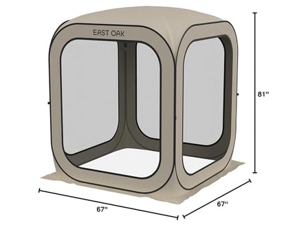EAST OAK Screen House Tent Pop-Up, Portable Screen Room Canopy Instant Screen Tent 6 x 6 FT with Carry Bag for Patio, Backyard, Deck & Outdoor Activities, Beige
