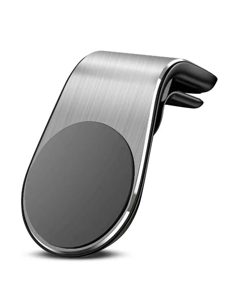 L-Shape Air Vent Magnetic Phone Mount-360°Rotating Car Holder for All Smartphones 4-7" with Super Strong Adhesion,Non-Slip Design,Silvery.