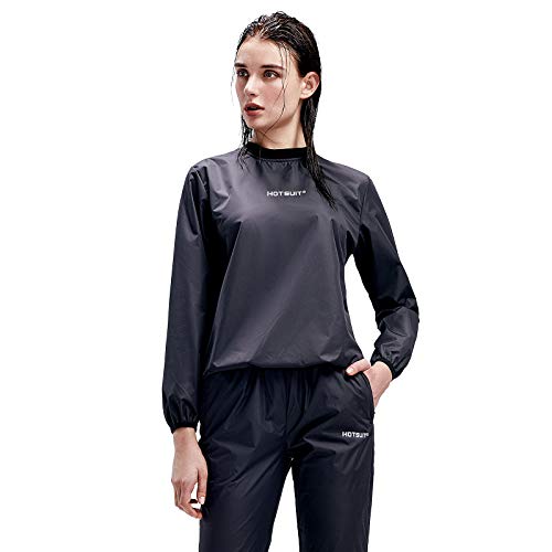 HOTSUIT Sauna Suit Women Durable Gym Workout Sauna Jacket Pants Sweat Suits, Black, S