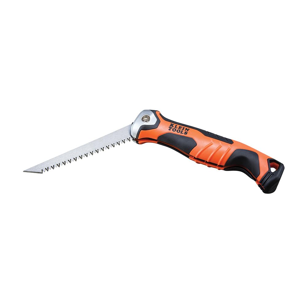 Klein Tools 31737 Folding Jab Saw / Drywall Hand Saw with Lockback at 180 and 125 Degrees and Tether Hole