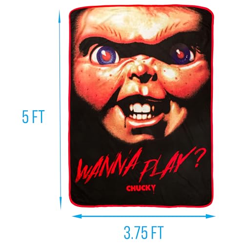 Silver Buffalo Chucky Wanna Play 45" x 60" Fleece Throw, Soft and Cozy Blanket, 180 GSM