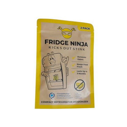 Fridge Ninja Compact Fridge Deodorizer (2 Pack) - More Effective Than Baking Soda - Compact Size Refrigerator Deodorizer Made of Activated Carbon