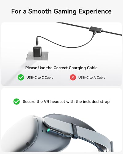 INIU Link Cable with Charging [16ft] for Meta Quest 3s Oculus Quest 3 Quest 2/Pro, Pico 4, PC VR, Steam VR, USB 3.0 High Speed Data Cable, USB C Charger Cord for VR Headset Accessories