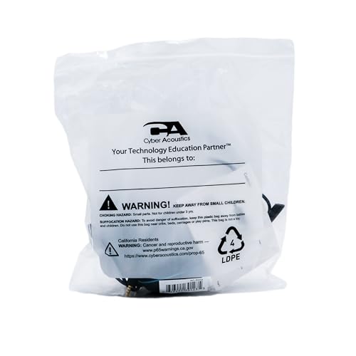 Cyber Acoustics 3.5mm Stereo Headset (AC-5002) with Noise Canceling Microphone for PCs, Tablets, and Cell Phones in The Classroom or Home