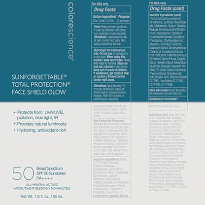 Colorescience Sunforgettable Total Protection Face Shield Glow SPF 50, Glow, 1.8 Fl Oz