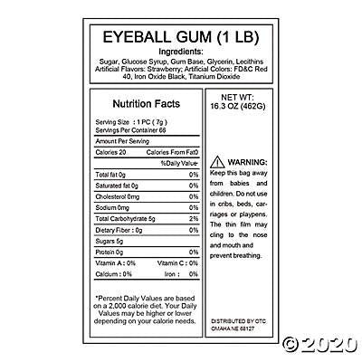 Fun Express Halloween Candy Eyeball Gumballs - 66 Individually Wrapped Bubble Gum Balls for Halloween Party Treats & Trick or Treat | Bulk Snacks for Kids & Adults | Gluten-Free & Nut-Free