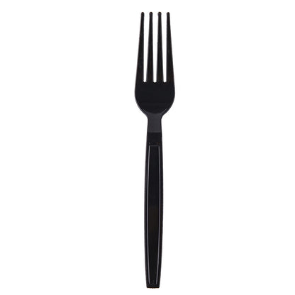 Laojbaba Plastic Fork Disposable Individually Packaged Forks Black 7-Inch Commercial Take Away Fork,Super Hard Mass Heavy Individually Wrapped Fork 100 PCS