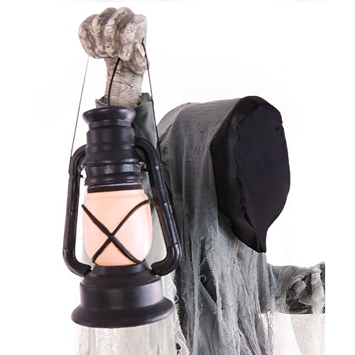 Haunted Hill Farm Motion-Activated Looming Phantom, Plug-in Talking Halloween Animatronic for Standing or Hanging Indoor or Covered Outdoor Creepy Decorations