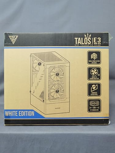 GAMDIAS White RGB Gaming ATX Mid Tower Computer PC Case with Side Tempered Glass Panel and a Magnetic Dust Filter & 3 Built-in 120mm ARGB Fans