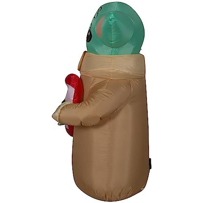 Gemmy Christmas Airblown Inflatable The Child w/Candy Cane Star Wars, 3.5 ft Tall, Brown