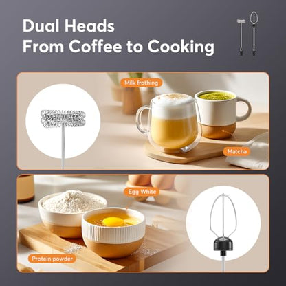 FoodVille MF02 Rechargeable Milk Frother Handheld Foam Maker with Stainless Whisk for Cappuccino, Latte, Bulletproof Coffee, Keto Diet, Protein Powder, Matcha