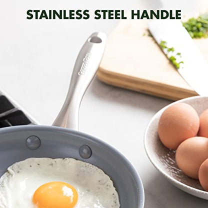 GreenPan Lima Hard Anodized 8" Frying Pan Skillet Nonstick, Ceramic Nonstick, PFAS-Free Nontoxic Pots and Pans, Oven & Broiler Safe, Stainless Steel Handle, Cookware for Eggs & Omelet, Gray