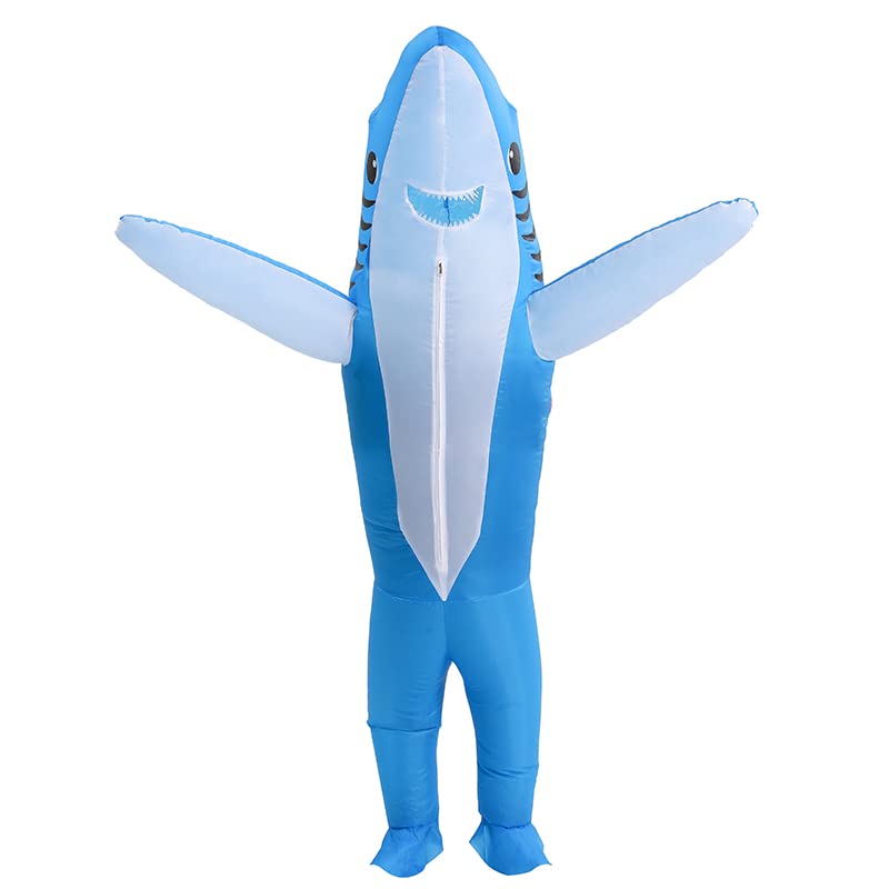 KMiKE Inflatable Shark Costume for Kids Funny Halloween Costumes Fantasy Cosplay Blow up Costume (Blue, Kid)