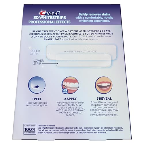 Crest 3D Whitestrips Professional Effects – Teeth Whitening Kit, 22 Treatments (20 + 2 Bonus), Each with 1 Upper/1Lower, 44 Strips – Crest 3DWhite Teeth Whitening Strips