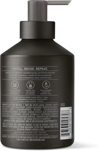 Method Gel Hand Soap, Vetiver + Amber, Reusable Black Aluminum Bottle, Biodegradable Formula, 12 oz (Pack of 3)