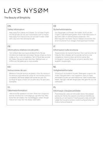 LARS NYSØM Salt and Pepper Grinder Set 2 pieces I Salt Pepper Mill with Adjustable Ceramic Grinder I Design Spice Grinder Set Manual (Sage Green)