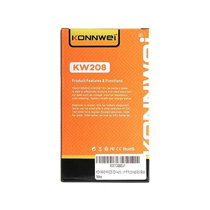 KONNWEI KW208 12V Car Battery Tester, Battery Load Tester Automotive 12V Alternator Starter Tester Digital Auto Battery Analyzer Charging Cranking System Tester for Car Truck Marine Motorcycle Boat
