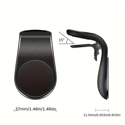 L-Shape Air Vent Magnetic Phone Mount-360°Rotating Car Holder for All Smartphones 4-7" with Super Strong Adhesion,Non-Slip Design,Silvery.