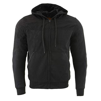 Milwaukee Leather MPM1788 Men's Black CE Approved Armored Riding Hoodie Sweater w/Aramid by DuPont Fibers - Medium