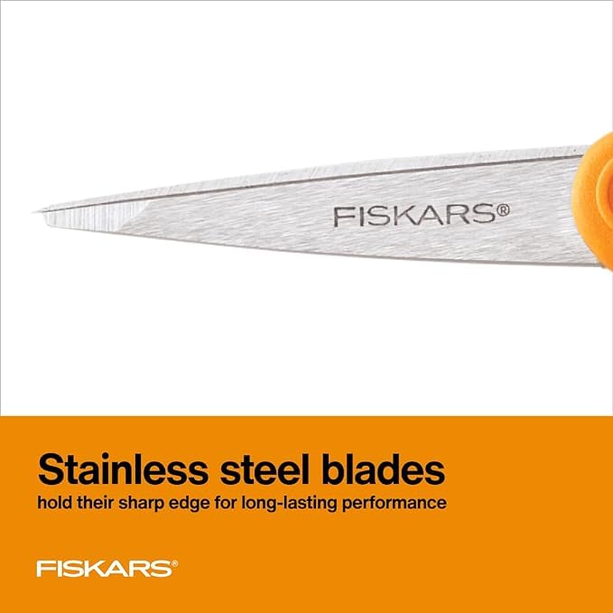 Fiskars Premier No. 5 Micro-Tip Orange-Handled Fabric Scissors - Double Loop Handle - Sewing and Craft Scissors - Orange