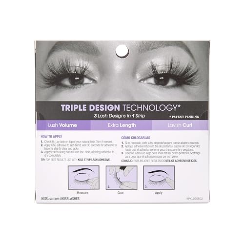 KISS Lash Couture Triple Push-up False Eyelashes, 'Halloween 02', Includes, Contact Lens Friendly, Easy to Apply, Reusable Strip Lashes