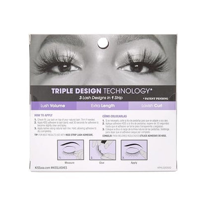 KISS Lash Couture Triple Push-up False Eyelashes, 'Halloween 02', Includes, Contact Lens Friendly, Easy to Apply, Reusable Strip Lashes
