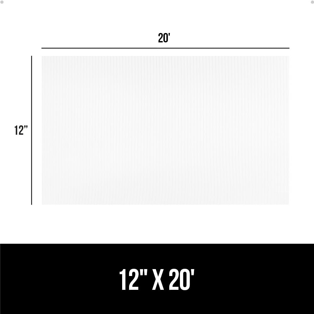 GORILLA GRIP DuraGuard Shelf Liner, Non-Adhesive Cabinet Liners for Kitchen Drawers, Shelves, Refrigerator, Pantry Storage, Bathroom Closet, Durable Waterproof BPA Free Ribbed Plastic, 12x20 Clear